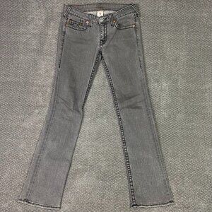 True Religion Johnny Big T Jeans Women's 30 x 33 Gray Black Stretch USA Vintage